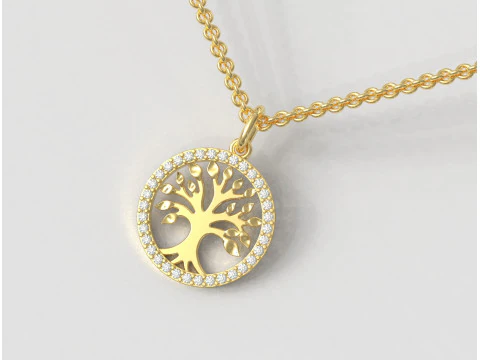 Tree of Life Diamond Pendant 3D Print Model