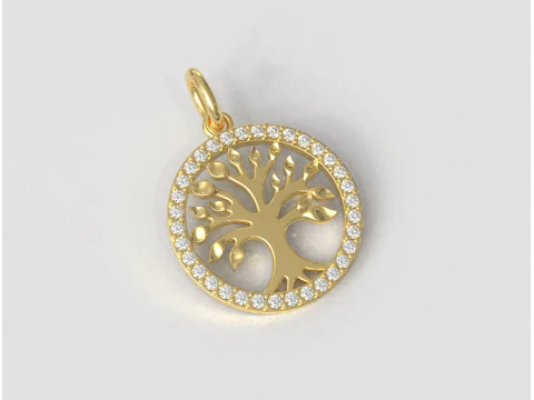 Tree of Life Diamond Pendant 3D Print Model