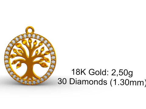 Tree of Life Diamond Pendant 3D Print Model