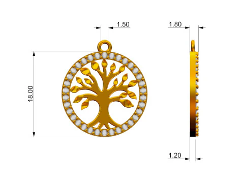 Tree of Life Diamond Pendant 3D Print Model
