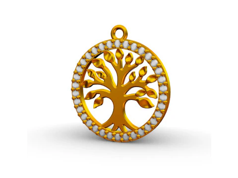 Tree of Life Diamond Pendant 3D Print Model
