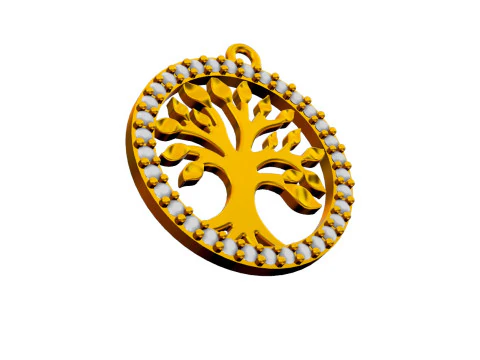 Tree of Life Diamond Pendant 3D Print Model