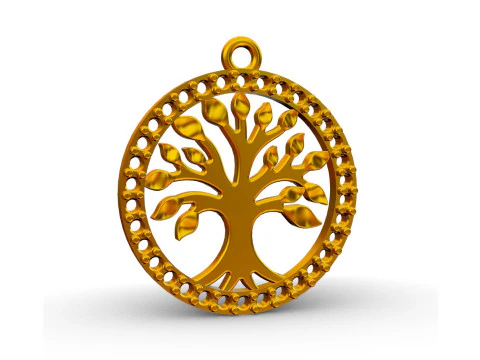 Tree of Life Diamond Pendant 3D Print Model