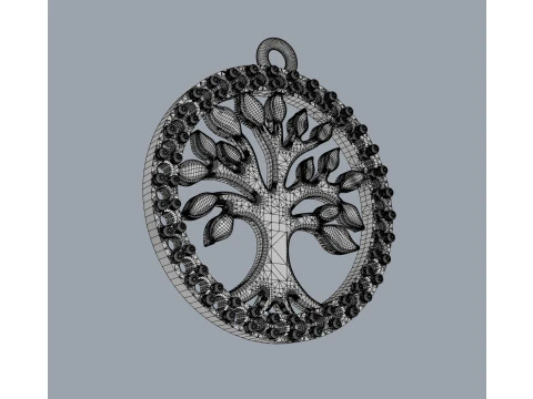 Tree of Life Diamond Pendant 3D Print Model
