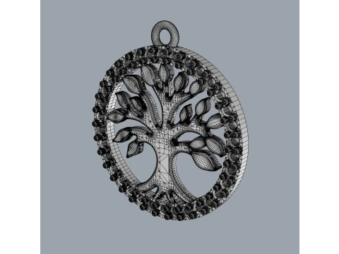 Tree of Life Diamond Pendant 3D Print Model