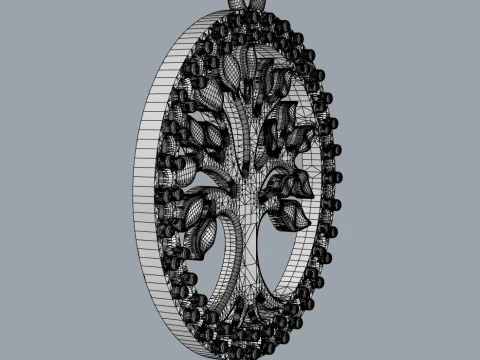 Tree of Life Diamond Pendant 3D Print Model