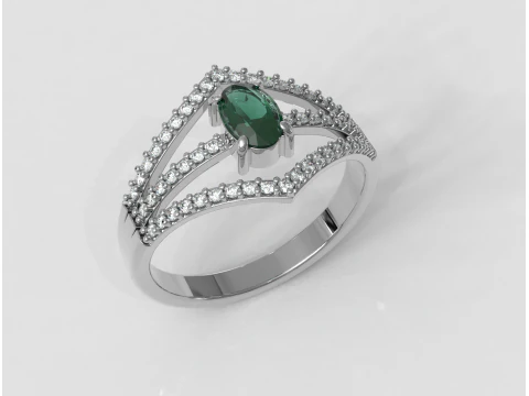 Anel Oval com Pedras Preciosas Modelo de Impressão 3D