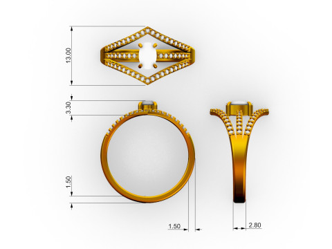 椭圆形宝石戒指 3D 打印模型