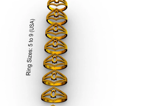 Anel Oval com Pedras Preciosas Modelo de Impressão 3D