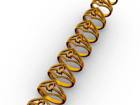 Anel Oval com Pedras Preciosas Modelo de Impressão 3D