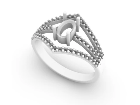 Anel Oval com Pedras Preciosas Modelo de Impressão 3D