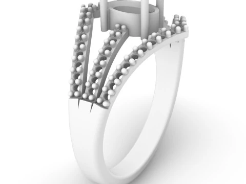 Anel Oval com Pedras Preciosas Modelo de Impressão 3D