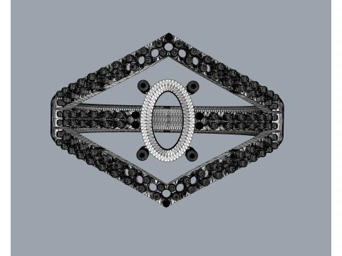 Anel Oval com Pedras Preciosas Modelo de Impressão 3D