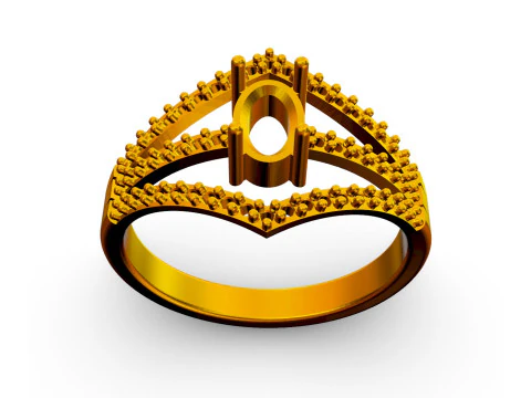 Anel Oval com Pedras Preciosas Modelo de Impressão 3D
