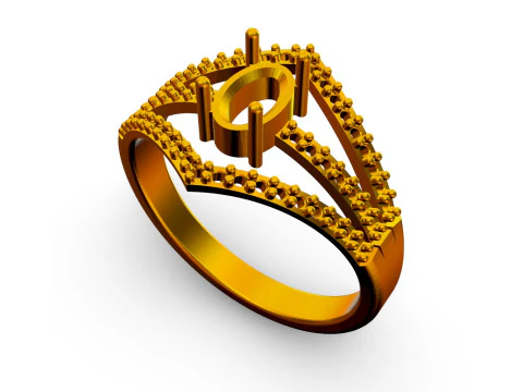 Anel Oval com Pedras Preciosas Modelo de Impressão 3D