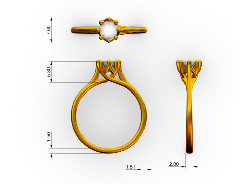 5mm Diamond Engagement Ring 3D Print Model