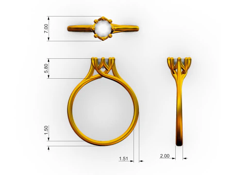 5mm Diamond Engagement Ring 3D Print Model