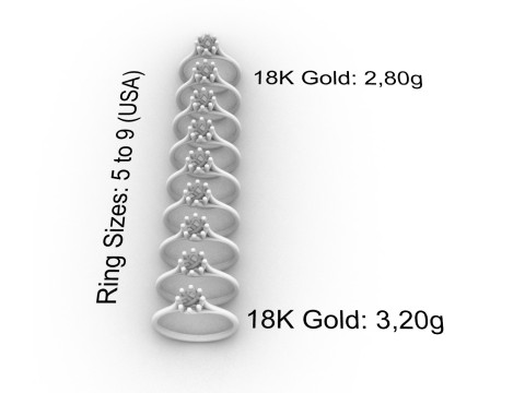 5mm Diamond Engagement Ring 3D Print Model
