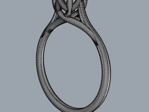 5mm Diamond Engagement Ring 3D Print Model