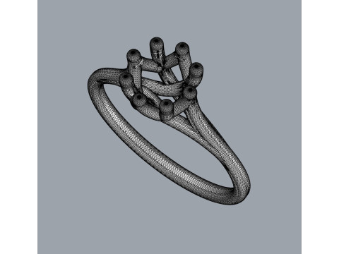 5mm Diamond Engagement Ring 3D Print Model