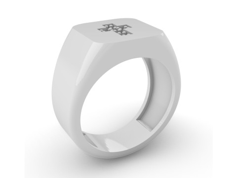 Diamond Cross Signet Ring 3D Print Model