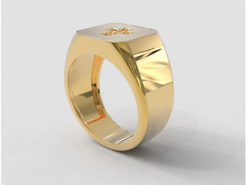 Diamond Cross Signet Ring 3D Print Model