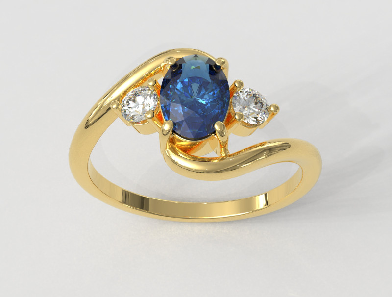 3 Stones Classic Ring 3D Print Model .c4d .max .obj .3ds .fbx .stl .blend