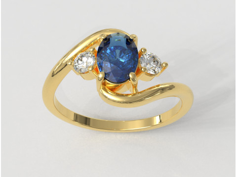 Klassischer Ring mit 3 Steinen 3D Druckmodell