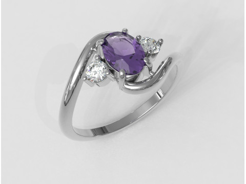 3 Stones Classic Ring 3D Print Model