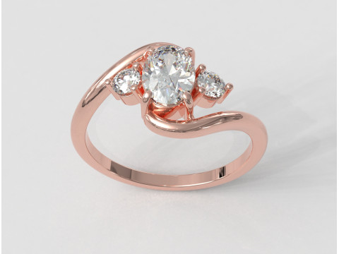 3 Stones Classic Ring 3D Print Model