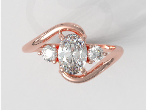 3 Stones Classic Ring 3D Print Model