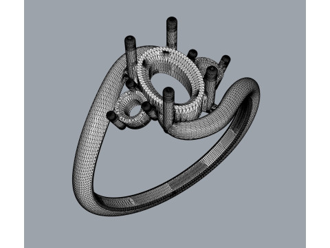 3 Stones Classic Ring 3D Print Model