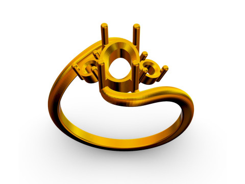 3 Stones Classic Ring 3D Print Model