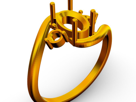 3 Stones Classic Ring 3D Print Model