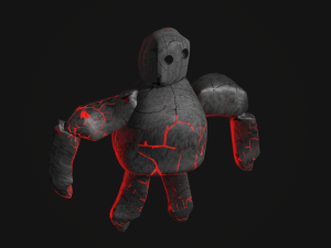 Rock monster with neon red aura 3D Model