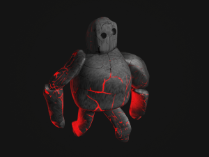 Rock monster with neon red aura 3D Model