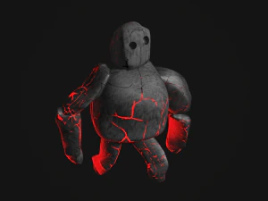 Rock monster with neon red aura 3D Model