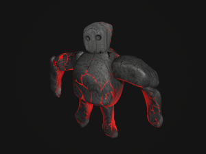Rock monster with neon red aura 3D Model