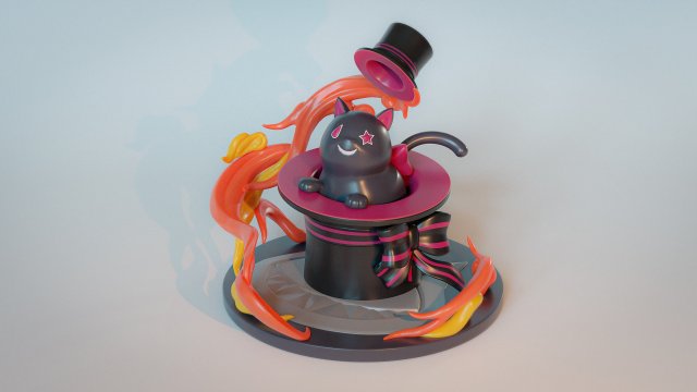 Lyneys hat cat fanart figurine 3D 프린트 모델 .c4d .max .obj .3ds .fbx .stl .blend 