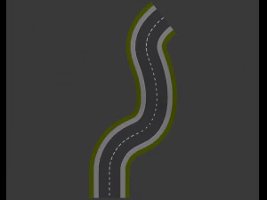 Асфальтированная дорога с односторонним движением 3D Модель