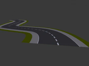 Paved One-Way Road 3D Model