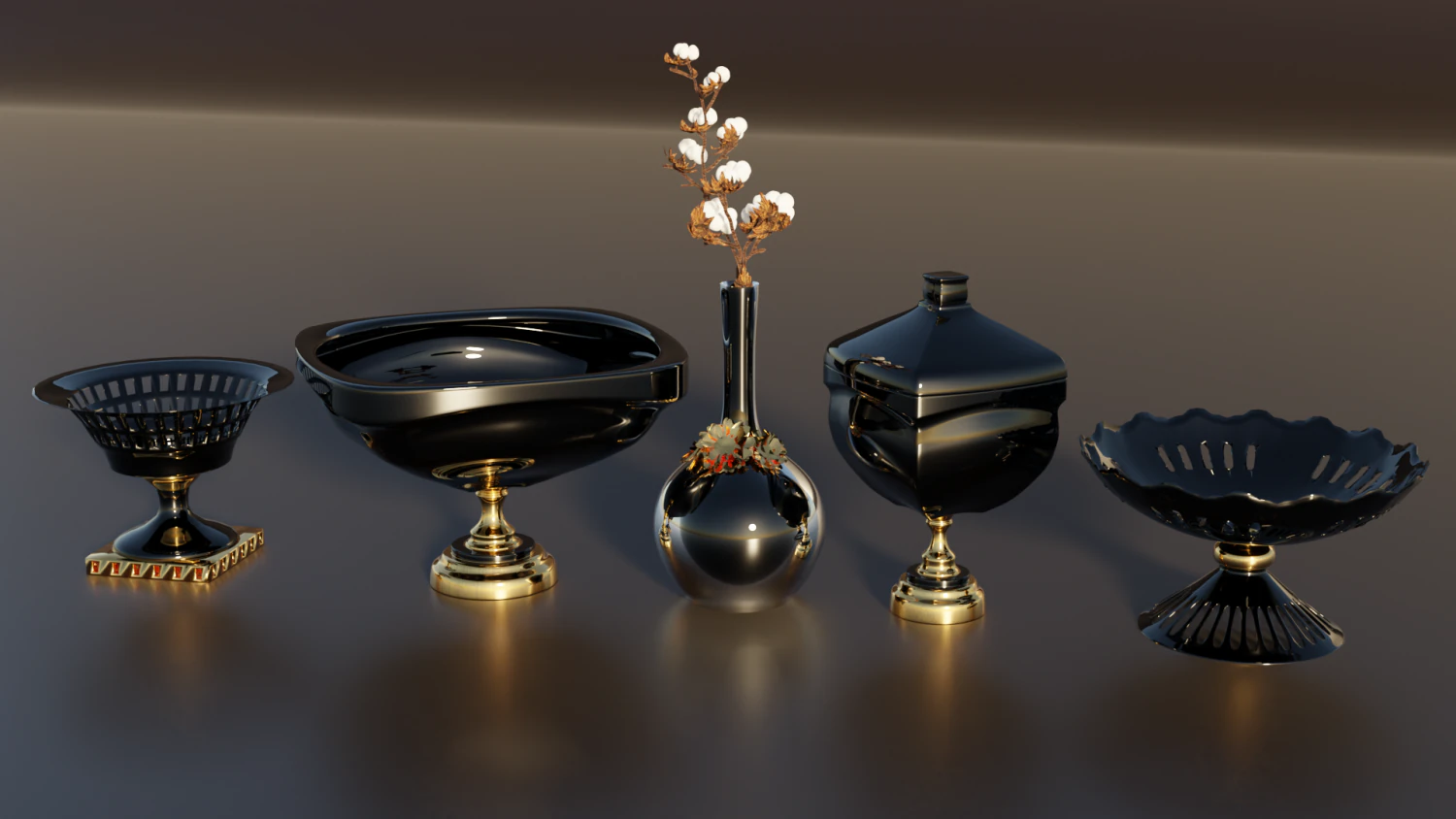 Decorative Vases 3D Model .c4d .max .obj .3ds .fbx .stl .blend