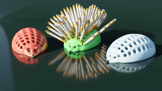 Hedgehog Pencil Holder 3D Принт Модель .c4d .max .obj .3ds .fbx .stl .blend 