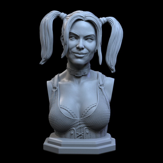 STL HARLEY QUINN BUST 3D PRINT Model do druku 3D .c4d .max .obj .3ds .fbx .stl .blend 