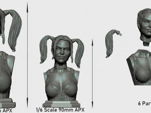 STL HARLEY QUINN BUST 3D PRINT 3D Print Model