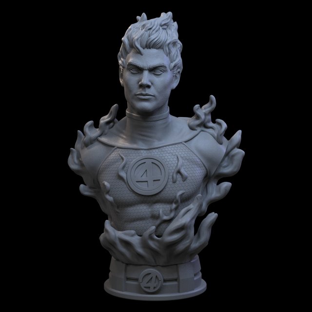 STL HUMAN TORCH FANTASTIC FOUR BUST 3D PRINT 3D Принт Модель .c4d .max .obj .3ds .fbx .stl .blend 