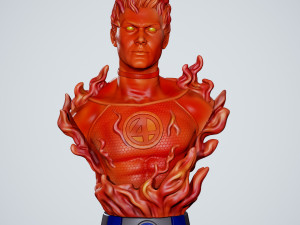 STL HUMAN TORCH FANTASTIC FOUR BUST 3D PRINT 3D Принт Модель