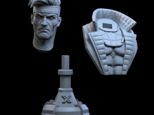 STL GAMBIT X- MEN BUST 3D PRINT 3D Baskı Modeli