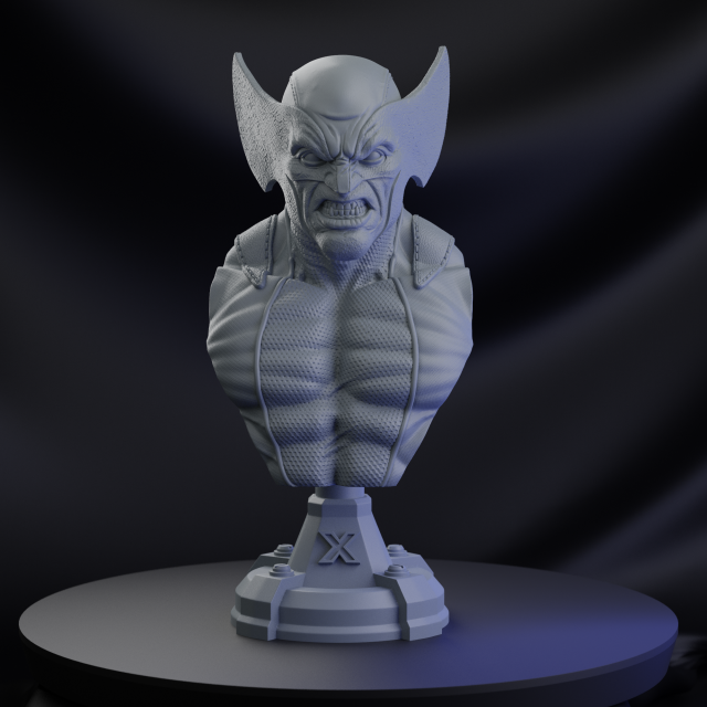 STL WOLVERINE X-MEN BUST 3D PRINT Model do druku 3D .c4d .max .obj .3ds .fbx .stl .blend 