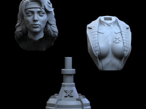 STL ROGUE X-MEN BUST 3D PRINT 3D Baskı Modeli